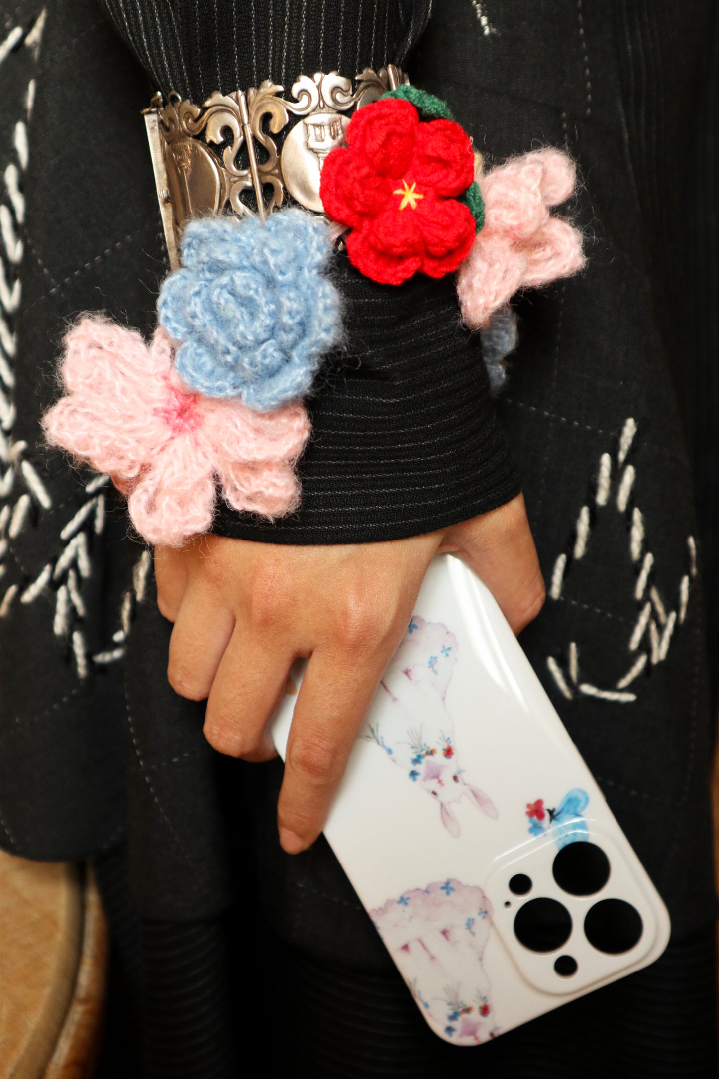 Camellia Rabbit Phone Case&Floral Wreath Phone Strap