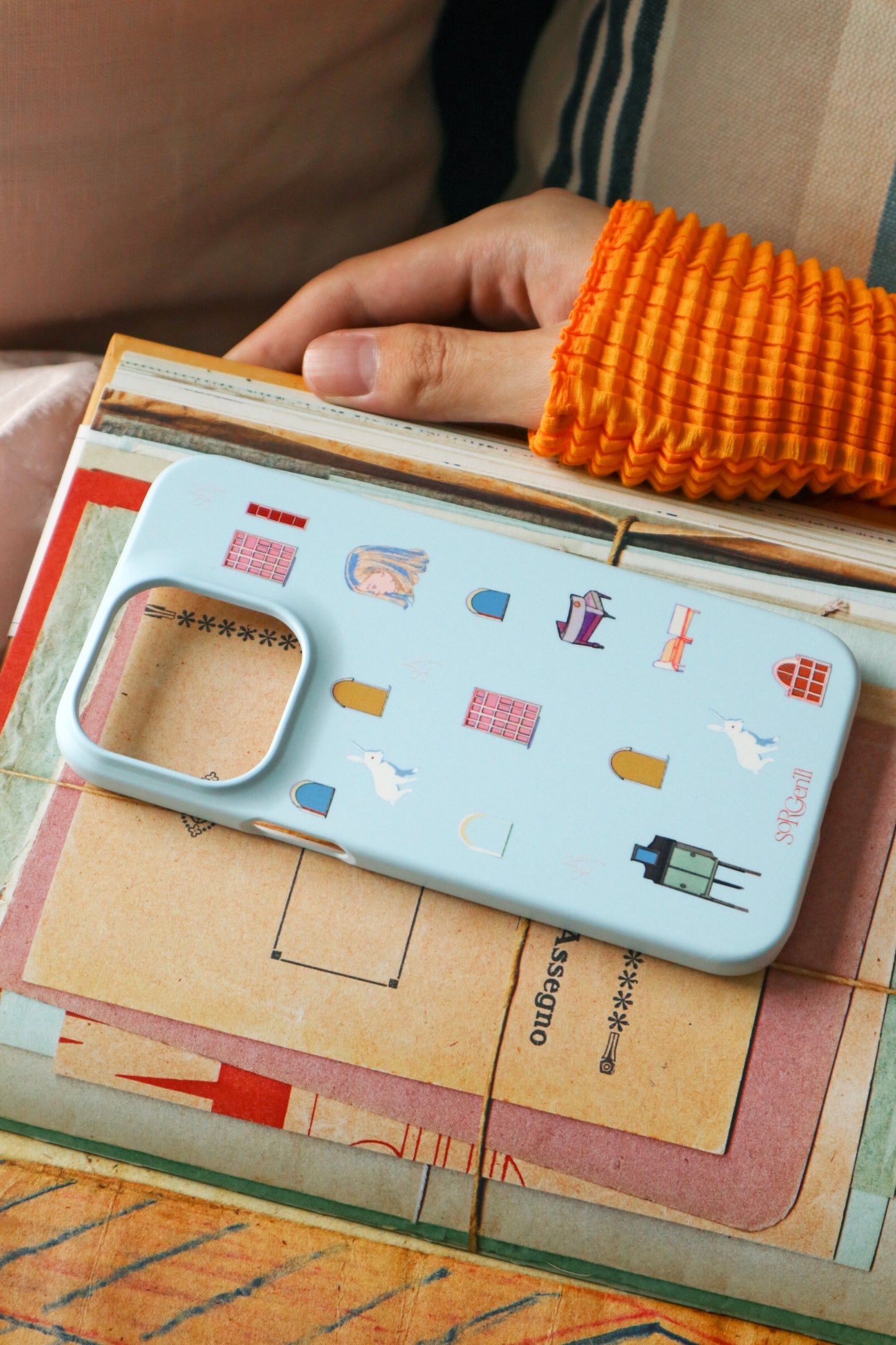 Blue building blocks phone case