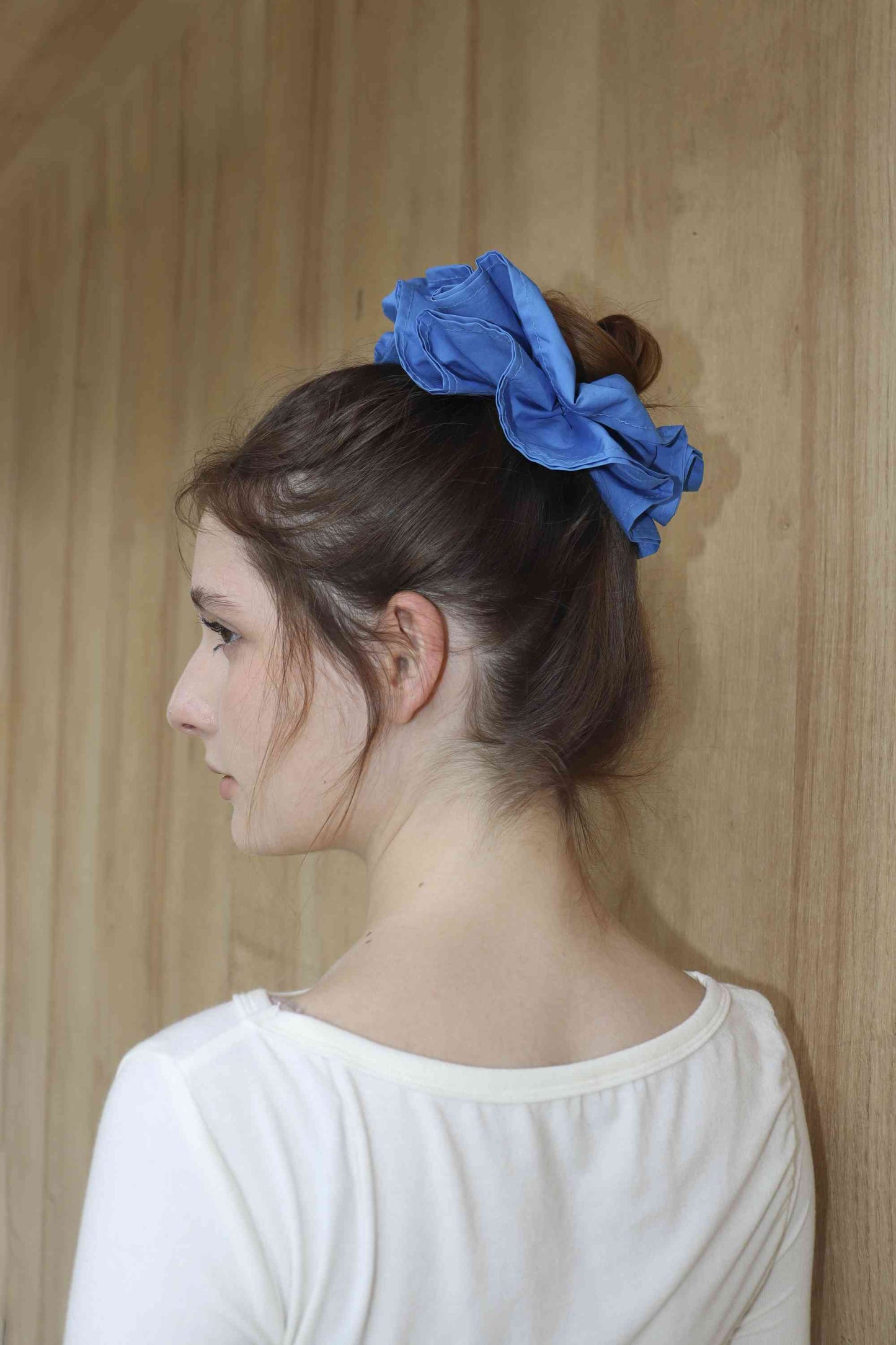 Blue double-layer hair ring