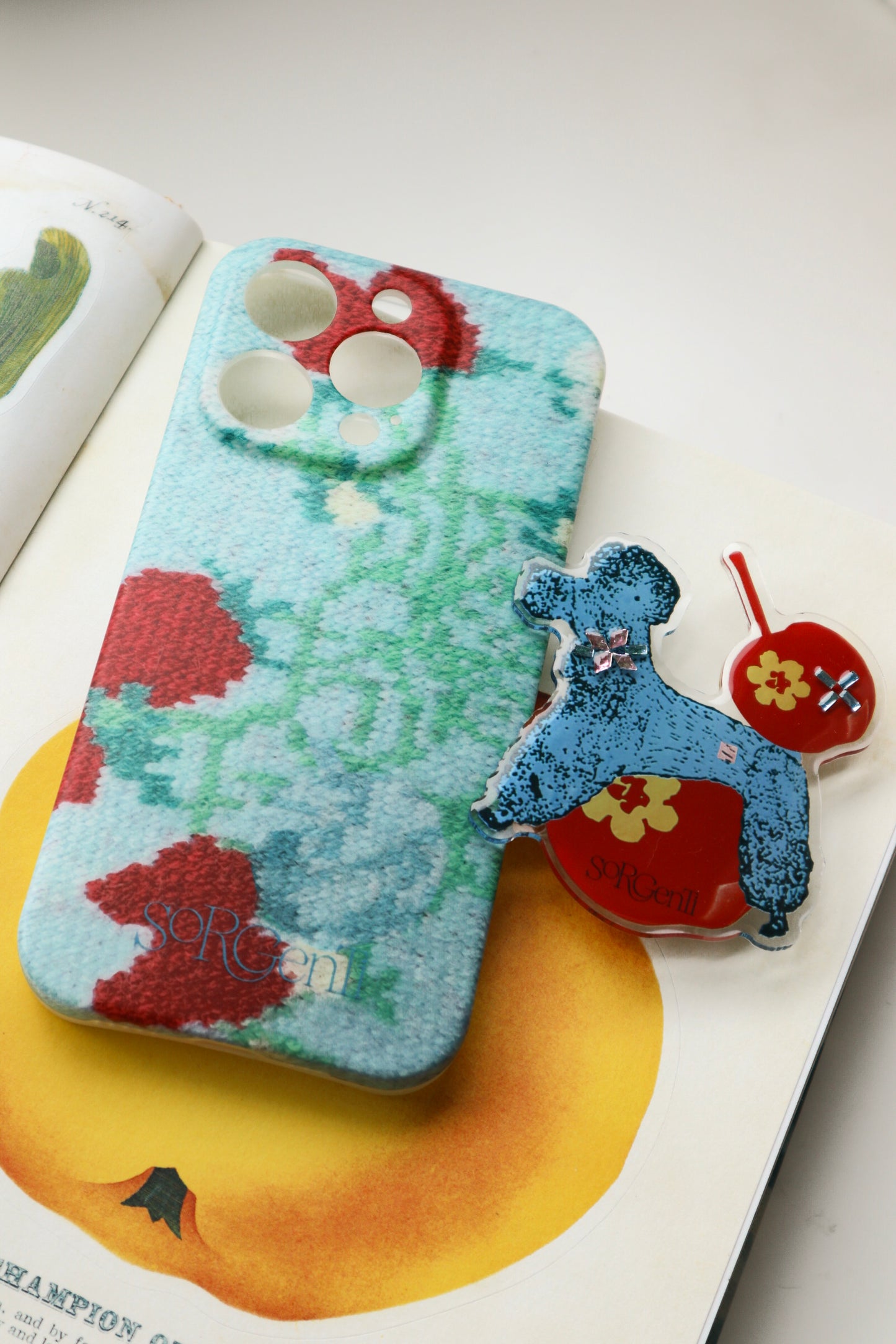 Knitted strawberry print phone case